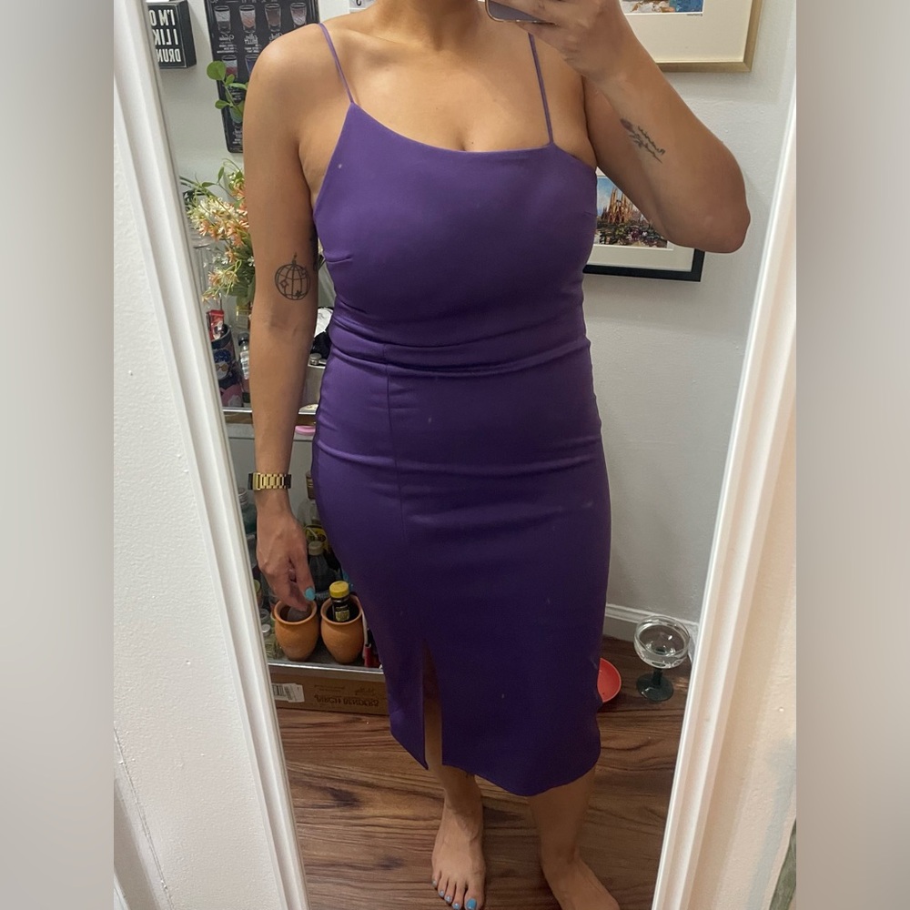 Purple Strappy Midi Cocktail Dress